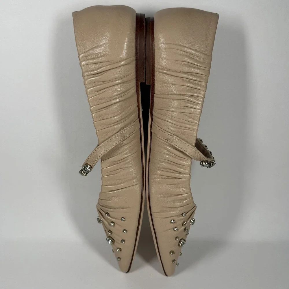 Antonio Melani Jennifer Sumko Size 7.5 M Nude Bling Lyssa Lou Mary Jane Flats